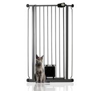 Bettacare Pet Gate With Lockable Cat Flap, Narrow, 68.5Cm - 75Cm, Slate Grey, 104Cm In Height