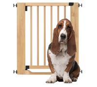Bettacare Wooden Heritage Flat Step Dog Gate, Natural, 71cm - 79cm | Pressure fit, extra low walkthrough, no drilling, one-handed opening, optional one-way restrictor and extra-wide doorway.