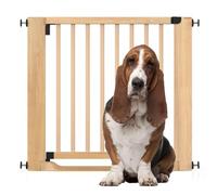Bettacare Wooden Heritage Flat Step Dog Gate, Natural Wood, 87cm - 95cm, Pressure Fit, One-Handed Operation