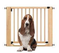 Bettacare Wooden Heritage Flat Step Dog Gate, Natural, 95cm - 103cm | Pressure fit, extra low walkthrough, no drilling, one-handed opening, optional one-way restrictor and extra-wide doorway.
