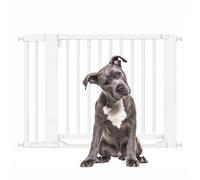 Bettacare Wooden Heritage Flat Step Dog Gate, White, 115cm - 123cm | Pressure fit, extra low walkthrough, no drilling, one-handed opening, optional one-way restrictor and extra-wide doorway.