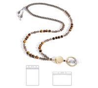 BettDecor Lanyards for ID Badges and Keys,Natural Stone Beaded Teacher Lanyard for Women,Retractable Lanyard with ID Holder Cute Lanyards for Teachers（Brown）