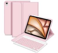 Bettdow for iPad Air 11 Inch M3 2025/ M2 2024 Keyboard Case, UK Layout Detachable Wireless Keyboard, Case with Pencil Holder for iPad Air 11" M2 2024/ M3 2025/Air 5th 2022/ Air 4th 2020 10.9" (Pink)