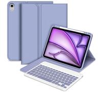 Bettdow for iPad Air 11 Inch M3 2025/ M2 2024 Keyboard Case, UK Layout Detachable Wireless Keyboard, Case with Pencil Holder for iPad Air 11" M2 2024/ M3 2025/Air 5th 2022/ Air 4th 2020 10.9" (Purple)