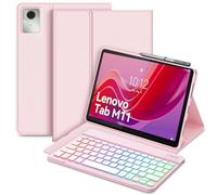 Bettdow for Lenovo Tab M11 11" 2024 Keyboard Case, UK Layout Detachable Wireless Backlit Keyboard with Case for Lenovo Tab M11 11 Inch 2024, Pink