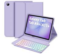 Bettdow for Samsung Galaxy Tab A11+/A9+ 11 Inch Keyboard Case, UK Layout Detachable Wireless Backlit Keyboard with Case for Tab A11 Plus 2025/A9 Plus 2023 11" SM-X210/X215/X216/X230/X236, Purple