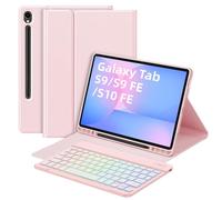 Bettdow for Samsung Galaxy Tab S10 FE 10.9" 2025 Keyboard Case, UK Layout Detachable Wireless Backlit Keyboard with Case for Galaxy Tab S10 FE/Tab S9 FE 10.9 Inch/Tab S9 11 Inch, Pink