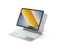 Bettdow Magnetic Keyboard Case for iPad Air 13" M4 2026/M3 2025/M2 2024/iPad Pro 12.9" 6th/5th/4th/3rd, UK Layout Lightweight Floating Cantilever Stand Keyboard with Trackpad, Without Bluetooth, White