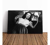 Bette Davis | Canvas Wall Art Print | Framed & Ready to Hang Picture | Modern Home Decor for Living Room, Bedroom, Kitchen or Office | 24x16 Inches