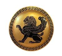 Better Buy Handicraft Medieval Loin Authentic Ancient Greek Hoplite Yellow Shield 24'' for Halloween, Yellow, 24 Inch