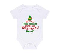 Better Check Your elf Before You Wreck Your elf [BCX] Baby Grow Vest, 6-12 Months, White