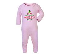 Better Check Your elf Before You Wreck Your elf [BCX] Baby Romper Jumpsuit with feet, 3-6 Months, Pastel Pink