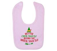 Better Check Your elf Before You Wreck Your elf [BCX] Cotton Baby bib - Pastel Pink