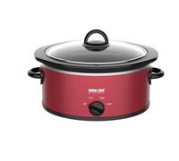 Better Chef - Oval Slow Cooker | 3 Quart | 3 Quart | 3 Temperatures | Side Handles | Glass Lid | Glazed Stoneware Insert (Red)