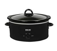Better Chef Oval Slow Cooker | 3-Quart | 3-Tempature Settings | Side Handles | Glass Lid | Enamel Stoneware Insert