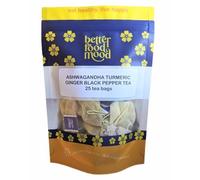 Better Food Mood Ashwagandha Turmeric Ginger Black Pepper Tea Bags (25 Plastic Free teabags) | May Aid Digestion & Sleep & Boost Immunity | No Caffeine