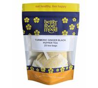 Better Food Mood Turmeric Ginger Black Pepper Tea Bags (25 Plastic Free teabags) | May Aid Digestion & Boost Immunity | No Caffeine