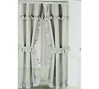 Better Home Double Swag Fabric Shower Curtain with Vinyl Liner and 12 Roller Shower Rings (Platinum Grey)