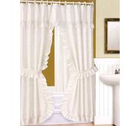 Better Home DOUBLE SWAG SHOWER CURTAIN, LINER & RINGS, White