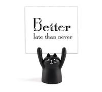 Better Late Than Never Art Deco Fashion Memo Holder Cartoon Black Cat Stand Decoration