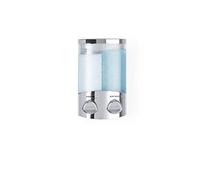 Better Living Duo Shower Dispenser 2 Chamber, Wall Mount Shower Soap Dispenser for Bathroom Hotel Body Wash, Corner or Flat Wall Shower Shampoo Dispenser, Built-in Hooks, No Drill, 2 x 10.5 oz, Chrome