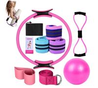 Better Me Pilates Kit, Pilates Essentials Kit for Women, Booty Bands for Working Out Glutes Yoga Ball 25cm Figure 8 Resistance Band Yoga Bands for Stretching for Advanced and Beginners Users (Pink)