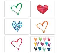Better Office Products 100-Pack All Occasion Greeting Cards, Assorted Blank Note Cards, 4 x 6 inch, 6 Contemporary Heart Designs, Blank Inside, with Envelopes, 100 Pack