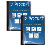 Better Office Products 12 Pocket Bound Presentation Book, Black, Clear View Front Cover, 24 Sheet Protector Pages, 8.5" x 11" Sheets, Art Portfolio, Durable Poly Covers, Letter Size (2 Pack)