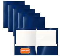 Better Office Products 2 Pocket Glossy Laminated Navy Blue Paper Folders, Box of 25, Letter Size, Dark Blue Paper Portfolios by , 25 Pack