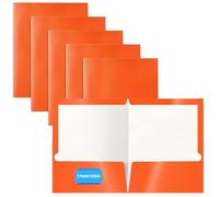 Better Office Products 2 Pocket Glossy Laminated Orange Paper Folders, Letter Size, Orange Paper Portfolios by , Box of 25 Orange Folders