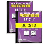 Better Office Products 48 Pocket Bound Presentation Book, with Clear View Front Cover, 96 Sheet Protector Pages, 8.5" x 11" Sheets, Art Portfolio, Durable Poly Covers, Letter Size, Black (2 Pack)