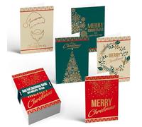 Better Office Products 50 Pack Christmas Cards with Gold Foil Iconic Images, 5" x 7", High Gloss, Gold Foil Interior Greeting, with 50 Envelopes, 50 Count Boxed Set