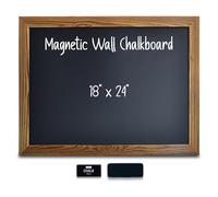 Better Office Products Magnetic Wall Chalkboard, Large Size 18" x 24", Rustic Wood Frame, Chalkboard Sign, Vertical or Horizontal Wall Mount, Includes Chalk and Eraser,(Rustic Brown)