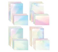 Better Office Products Mini Stationery Set, 100 Piece Set (50 Lined Watercolor Sheets + 50 Matching Envelopes), 5.5 x 8.25 inch, 12 Unique Designs, Double Sided Printing, One Side Lined Paper,