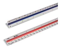 Better Office Products Triangular Ruler, 12 inch Metal Ruler, Triple Sided Color Coded, Imperial Scale Measurements, Drafting Ruler, Architect Ruler (2 Pack)