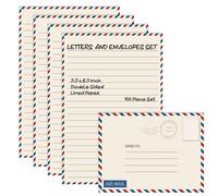 Better Office Products Vintage Airmail Mini Stationery Set, 100 Piece Set (50 Lined Sheets + 50 Matching Envelopes), 5.5 x 8.25 inch, Design, Double Sided Printing, Double Side Lined Paper,
