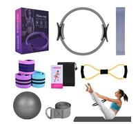 Better Pilates Kit, Pilates Essentials Kit for Women, Booty Bands for Working Out Glutes Yoga Ball 25cm Figure 8 Resistance Band Yoga Bands for Stretching (Gray)