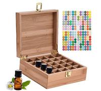 Better Quality than Pine - 25 Slots Bamboo Essential Oil Organizer - Holds 5 10 15 ml Aromatherapy Bottles - Ideal Travel Storage Case Display Presentations Containers Box #2