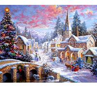 Better Selection Diamond Art by Number Kits Happy Town Christmas Decorations Full Drill 5D DIY Arts & Crafts Bling Artwork Decor Set with Crystal Rhinestone Gems 12x16 30 x 40 cm