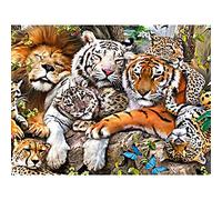 Better Selection DIY 5D Diamond Art Kit Full Drill Owl an Lion Tiger Leopard Beast Familydery Cross Stitch DIY Art Craft Home Wall Décor(Diamond Art Tool Included) 11.81x15.75“
