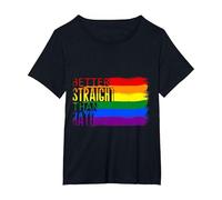 Better Straight Than Hate Rainbow Flag LGBT T-Shirt, Women's Plus, Black, 2X