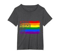 Better Straight Than Hate Rainbow Flag LGBT T-Shirt, Women's Plus, Dark Heather Grey, 2X