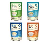 Better Than Foods Mixed Konjac Meal Variety Pack 385g(Pack of 4)- Noodles, Rice, Spaghetti & Tagliatelle, Ready in Minutes, Low Calorie Alternatives, Gluten-Free, Vegan, No Added Sugar Healthy Meal
