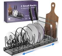 Better Things Home 9+ Lids - Expandable Lid Holder: Total 10 Adjustable Compartments, Stores 9+ Lids, Can Be Extended To 22.25" Expandable Lid Holder (W/ 10 Dividers) Industrial Gray