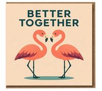 Better Together Flamingos Card - Cute Love & Anniversary Card for Partner, Boyfriend, Girlfriend, Husband or Wife - Romantic Couple Design - Blank Inside with Envelope