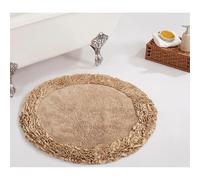 Better Trends 100% Cotton Bath Rug in Shaggy Border Collection - Ultra Soft, Plush, Absorbent, Tufted Bath Rug, Quick-Dry, Great for Bath, Shower, Bedroom, Dog or Door Mat, 30" Round, Beige