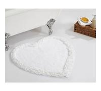 Better Trends 100% Cotton Bath Rug in Shaggy Border Collection - Ultra Soft, Plush, Absorbent, Tufted Bath Rug, Quick-Dry, Great for Bath, Shower, Bedroom - 30" Heart, White