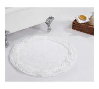 Better Trends 100% Cotton Bath Rug in Shaggy Border Collection - Ultra Soft, Plush, Absorbent, Tufted Bath Rug, Quick-Dry, Great for Bath, Shower, Bedroom, Dog or Door Mat, 30" Round, White