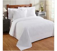 Better Trends 100% Cotton Chenille King Size Striped Lightweight Bedspread, White