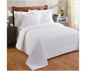 Better Trends 100% Cotton Chenille King Size Striped Lightweight Bedspread, White